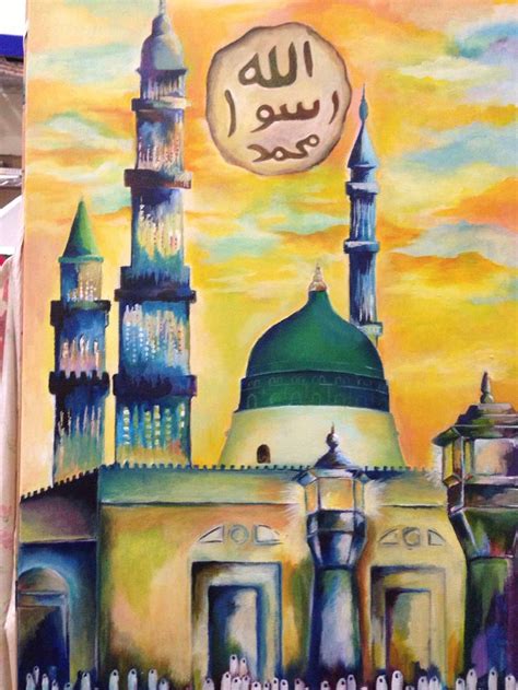 Masjid Al Nabawi Islamic Art Islamic Wallpaper Painting