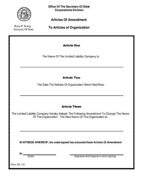 Articles Of Organization Georgia Template Hq Printable Documents