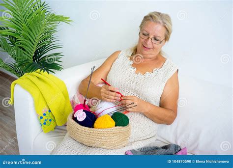 Grandmother Knitting At Home Stock Photo Image Of Home Girl 104870590