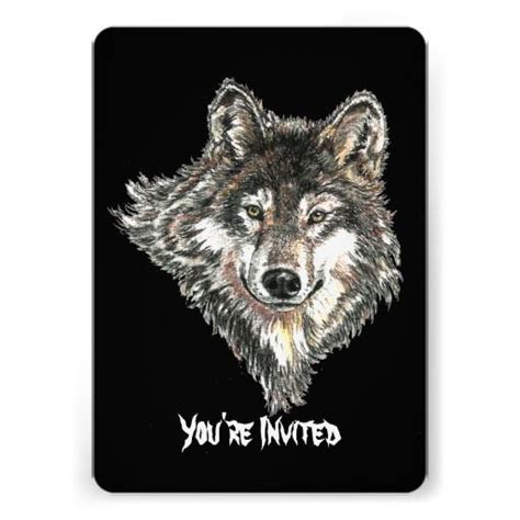 Watercolor Wild Wolf Head Design Invitation Zazzle Wild Wolf Wolf Head Wolf