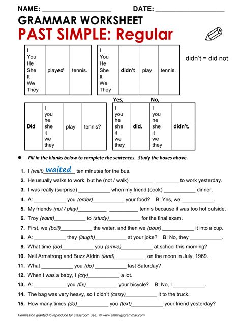 Past Simple Regular Verbs Exercises Pdf Perfect English Grammar BEST GAMES WALKTHROUGH