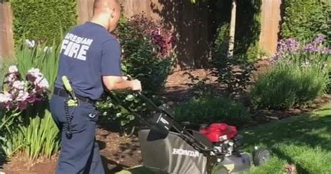 Man Collapses Mowing Lawn Firefighters Finish Job Lifestyle