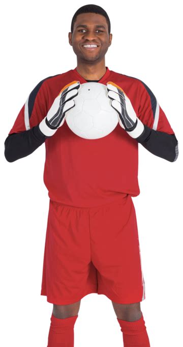 Goalkeeper In Red Holding The Ball Soccer Player Sport Goalkeeping