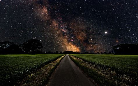 Download Star Starry Sky Milky Way Sky Night Man Made Road Hd Wallpaper
