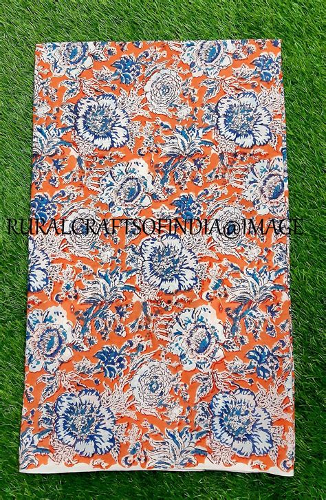 Jaipuri Hand Block Print Fabric Handmade Cotton Fabric Floral Etsy