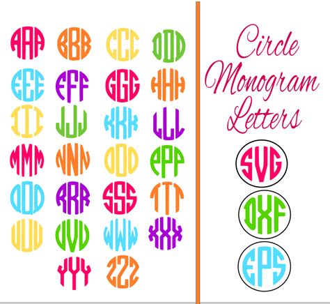 Svg Circle Monogram Alphabet Letters Catching Colorflies