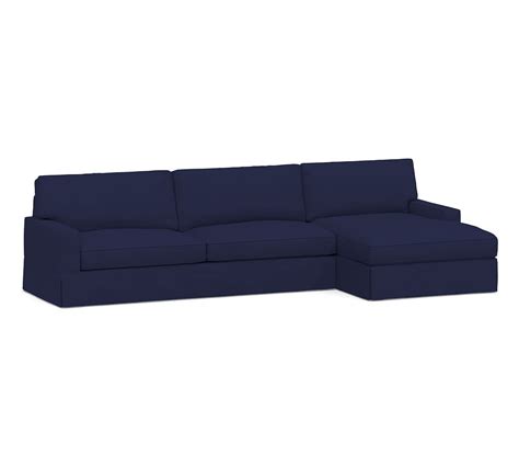 Pb Comfort Square Arm Slipcovered Left Arm Sofa With Double Chaise