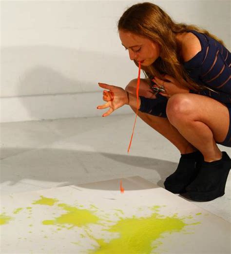 This Art Is Sick Strange Vegan Woman Vomits Dyed Soya Milk To Create