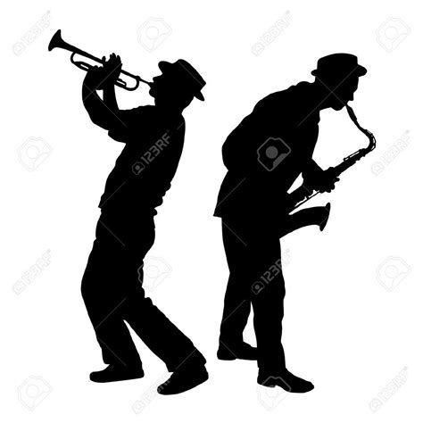 silhouette of a saxophone and trumpet player | Music silhouette, Silhouette, Silhouette clip art