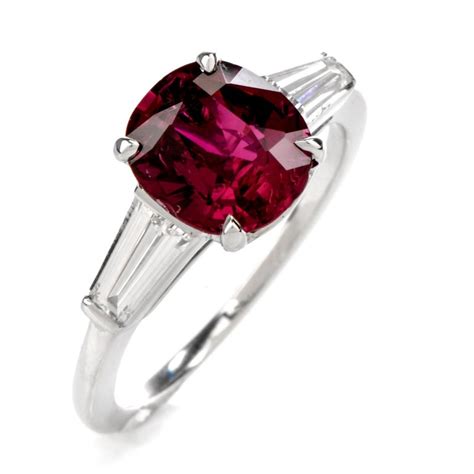 Classic Red Ruby Diamond Platinum Ring At 1stdibs