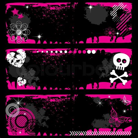 A Set Of Three Modern Emo Banners Stock Vector Colourbox