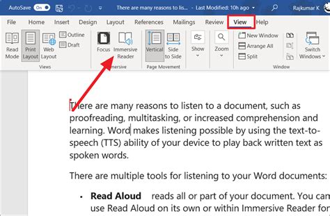 How To Use Microsoft Word Read Aloud Feature