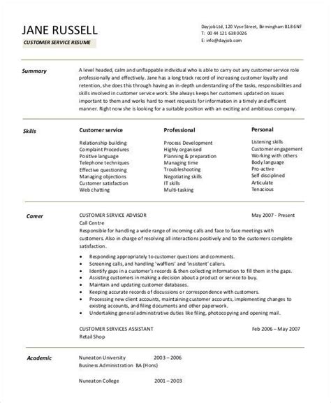 Retail Customer Service Resume Customer Service Manager Resume Are