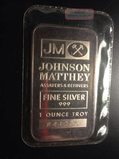 Johnson Matthey 1troy Ounce 999 Fine Silver Bar