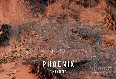 Phoenix 3d Render Satellite View Topographic Map Horizontal Digital Art