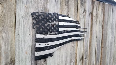Black Tattered And Torn American Flag With Or Without Colored Line