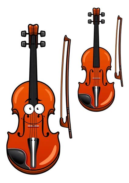 Sonriente Personaje De Violín De Dibujos Animados Con Arco — Vector De