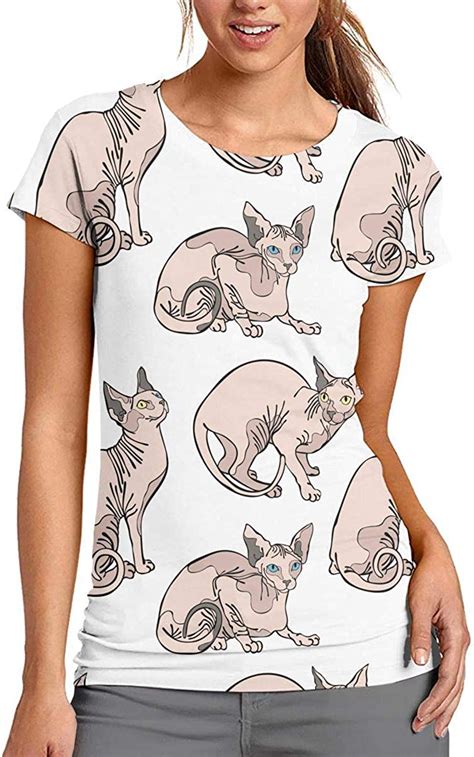 Ms Hairless Naked Cats Funny 3d Creative Print T Shirt Short Sleeve Tees Amazon Ca Clothing