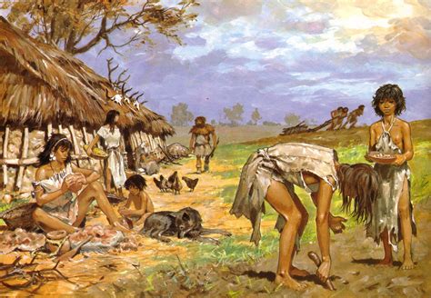 Neanderthal Tribe Prehistoric Humans Evolution Art Pr