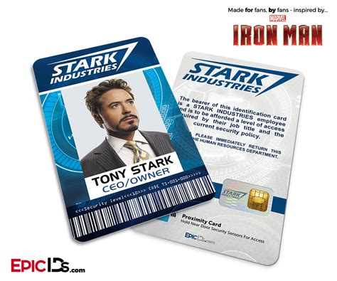 Iron Man Avengers Inspired Stark Industries Employee Id Tony Stark