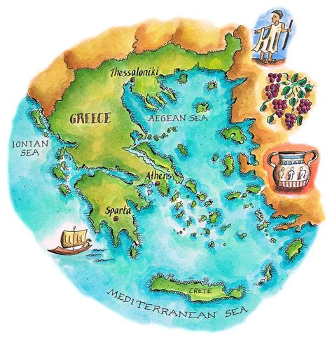 Map Of Greece And Greek Isles Digital Art By Jennifer Thermes Pixels