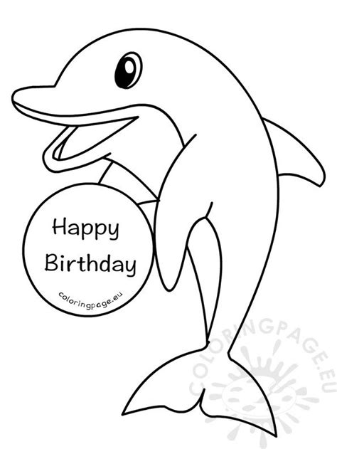Happy Birthday Jumping Dolphin Coloring Page