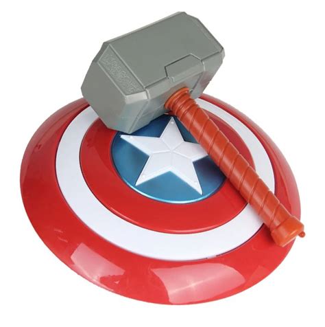 Captain America Shield Mask Thor Hammer Action Figures Kids Toys
