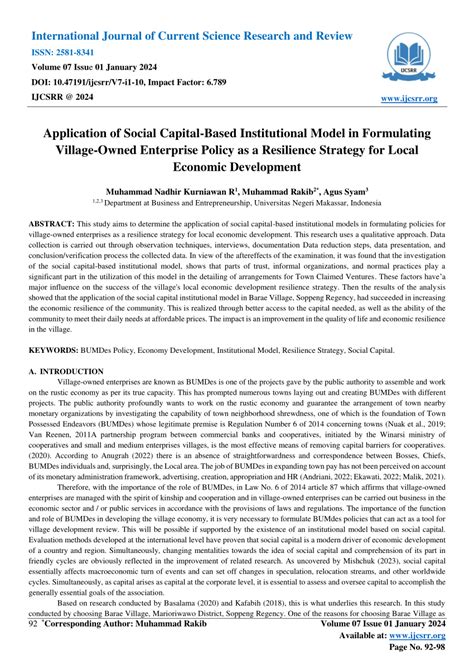 Pdf Application Of Social Capital Based Institutional Model In