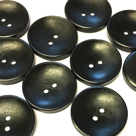 30mm Large Black Wood Buttons 10 Pack The Button Shed