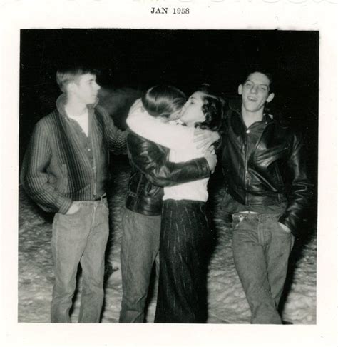 Snapshot Ca 1958 People Kissing Vintage Couples Photo