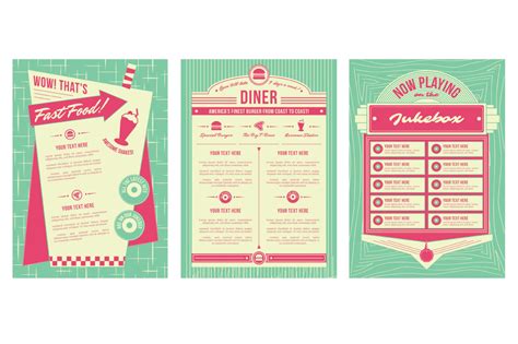 13 Retro Diner Vector Logo Templates Images Flat Vector