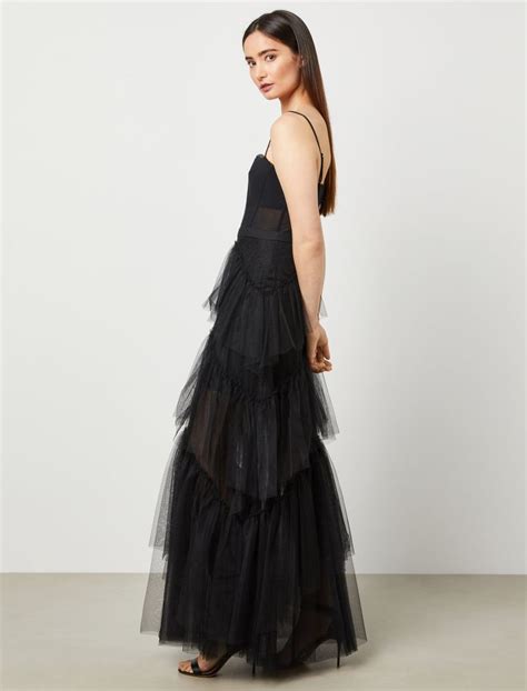 Oly Tiered Ruffle Tulle Evening Gown In 2022 Evening Gowns Gowns Tulle