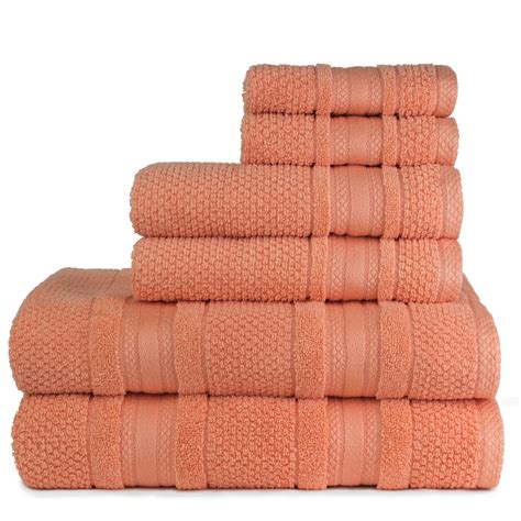 Grace 6 Piece Bath Towel Set In Peach Pink