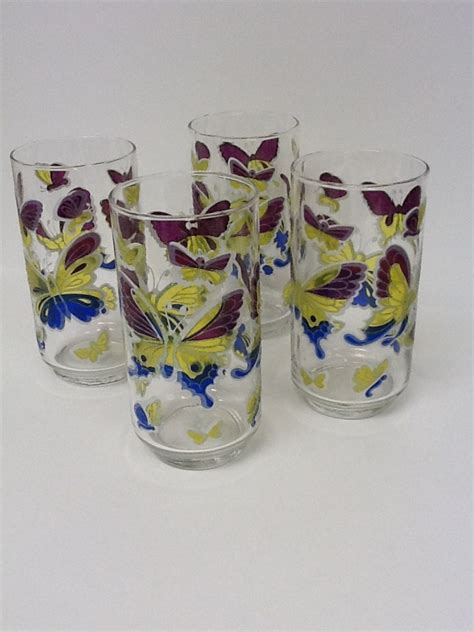 Vintage Butterfly Drinking Glasses By Libby By Lindamontano