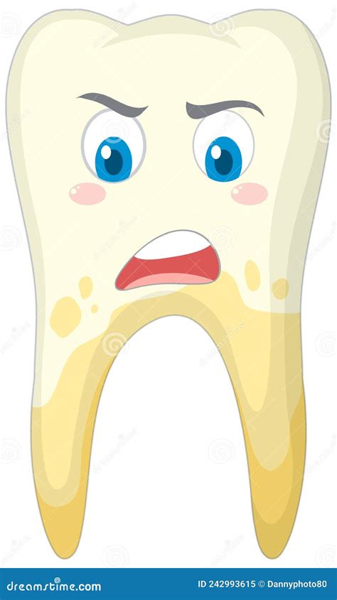 yellow tooth on white background stock vector illustration of body cartoon 242993615