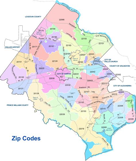 Fairfax Zip Codes Map Zip Code Map Fairfax County