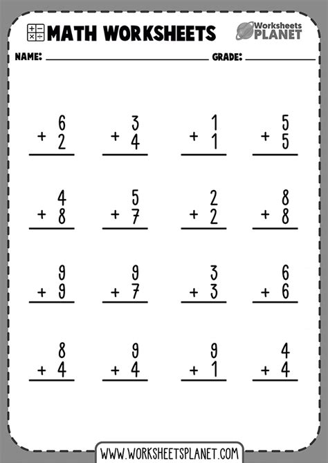 One 1 Diggit Addition Worksheets