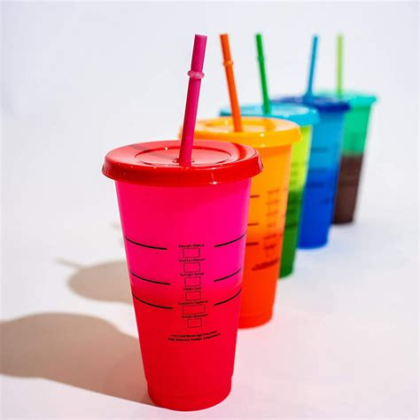 Codream 5pcs Color Changing Cups 24oz Reusable Summer Cold Drink Iced