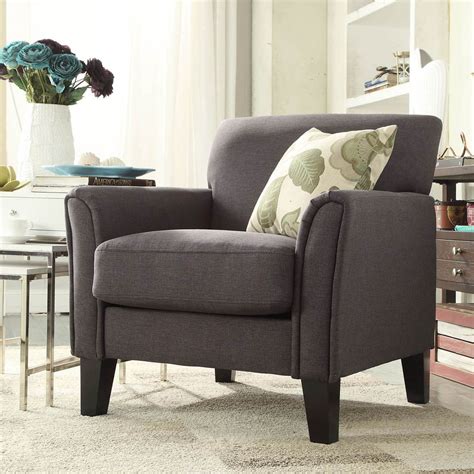 Inspire Q Uptown Modern Dark Grey Linen Accent Arm Chair Overstock