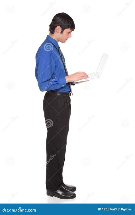 Happy Standing Man Typing On A Laptop Hoodoo Wallpaper