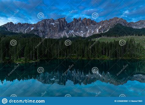 Summer Morning At Lake Karersee Stock Image Image Of Nature Calm
