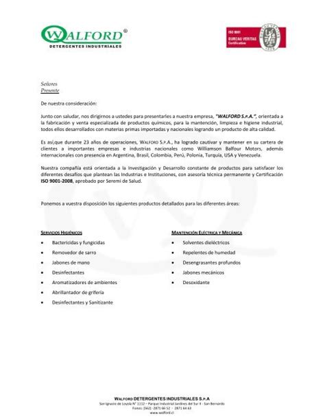 Carta De Presentacion De Productos A Una Empresa Peter Vargas Ejemplo