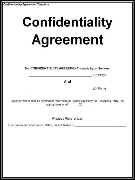 Confidentiality Agreement Template Free Word Templates