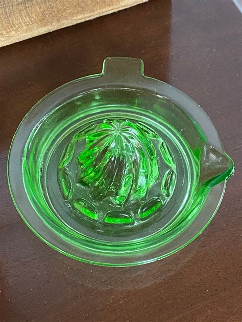 Vintage Green Vaseline Depression Glass Juicer Reamer With Tab Etsy
