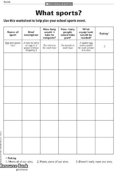 Help Children To Plan Their Own Sports Day With This Activity Sheet