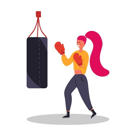 Hand Drawn Boxing Girl Sport Concept Flat Illustration 2379440 Vector