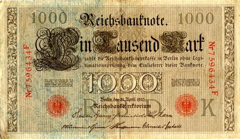 It is a reichsbanknote issued on august 22, 1923 for one hundred million marks. Old Paper Money Reichsbantnote 1000 - German 1910