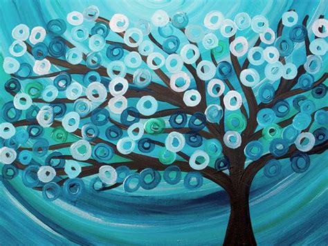 Teal Abstract Tree By Louise Mead From Search Results For Louise