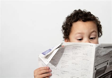 Little Boy Reading Newspaper Stock Photo Jwb