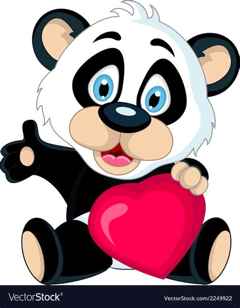 Panda Cartoon Holding Love Heart Royalty Free Vector Image